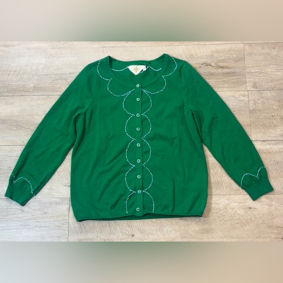 Anthropologie Sweaters - Anthropologie HWR Women’s Kelly Green Gingham Buttons Cashmere Blend Cardigan L